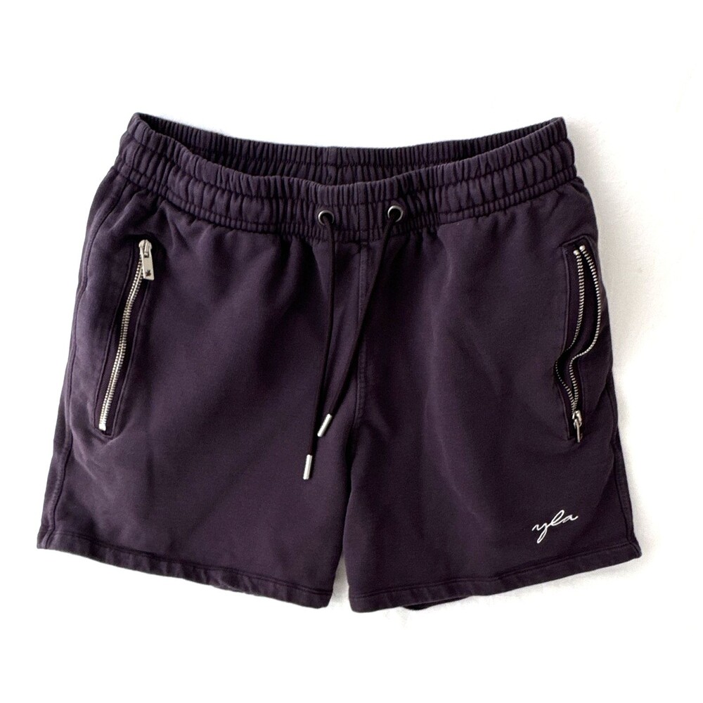 YoungLA Men's Eggplant Purple Athletic Shorts L Drawstring Zipper Pockets
